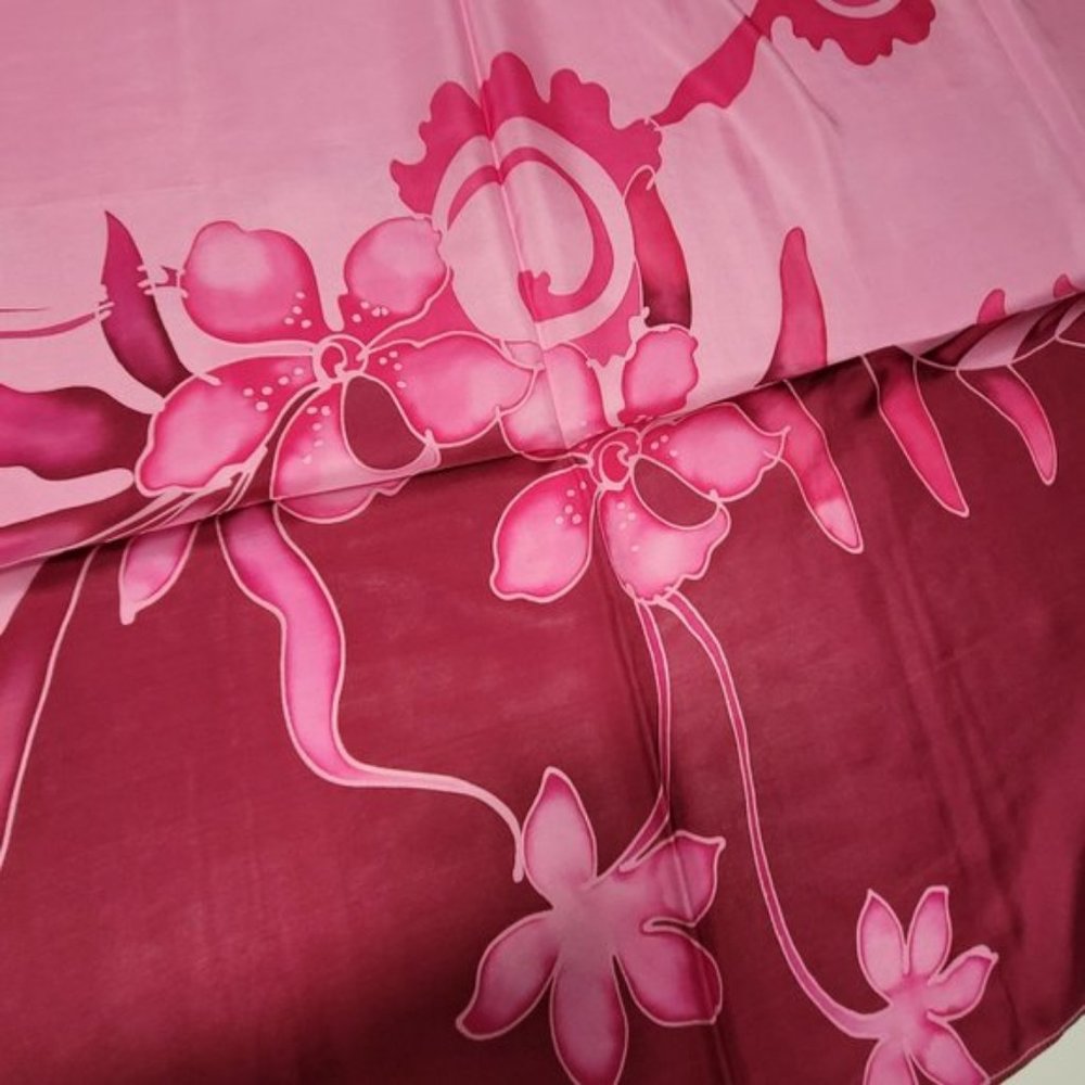 Purple Silk Handpainted Rectangular Scarf In A Tw… - image 4